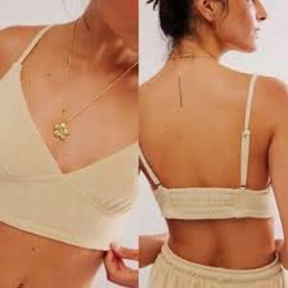 Free People | Terry Cloth Bralette | Green / Yellow color Bra | NWOT